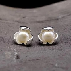 New Hot Fashion 925 Sterling Silver Clover pearl Earrings for Women Girls Gift Fashion Statement Jewelry