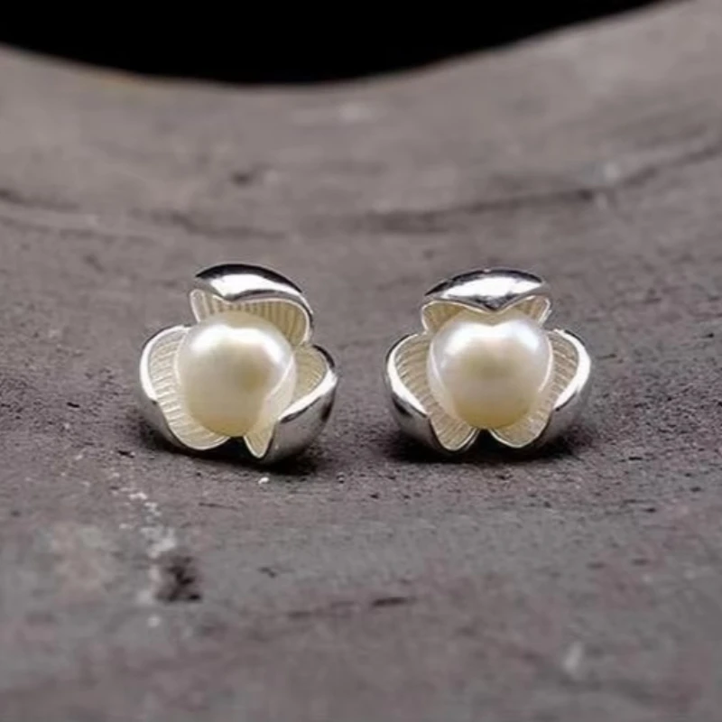 Nowa gorąca moda 925 Sterling Silver Clover Pearl Kolczyki dla kobiet Dziewczyny Prezent Moda Biżuteria Statement