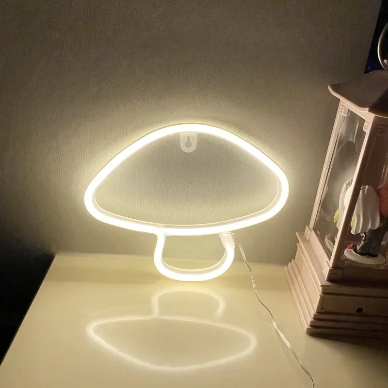 

LED Neon Mushroom Modeling Sign Light Christmas New Year Party Decorations Lamp Glow Ambient Lights Luminaria Bedroom Home Decor