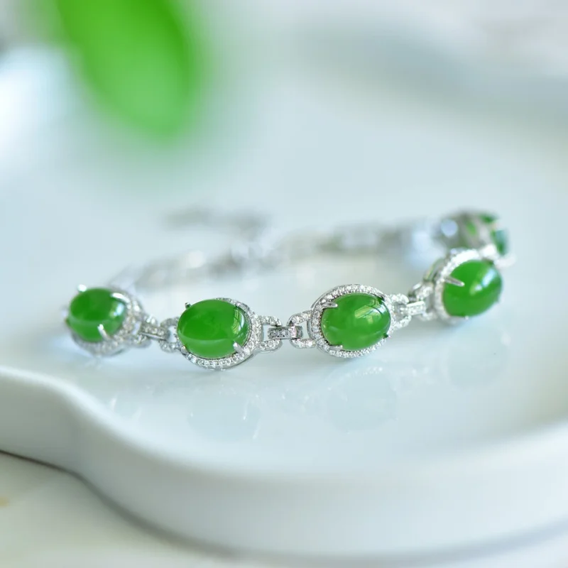 

925 Silver Hetian and Biji Jade-shaped Bracelet New Style Fashion Versatile