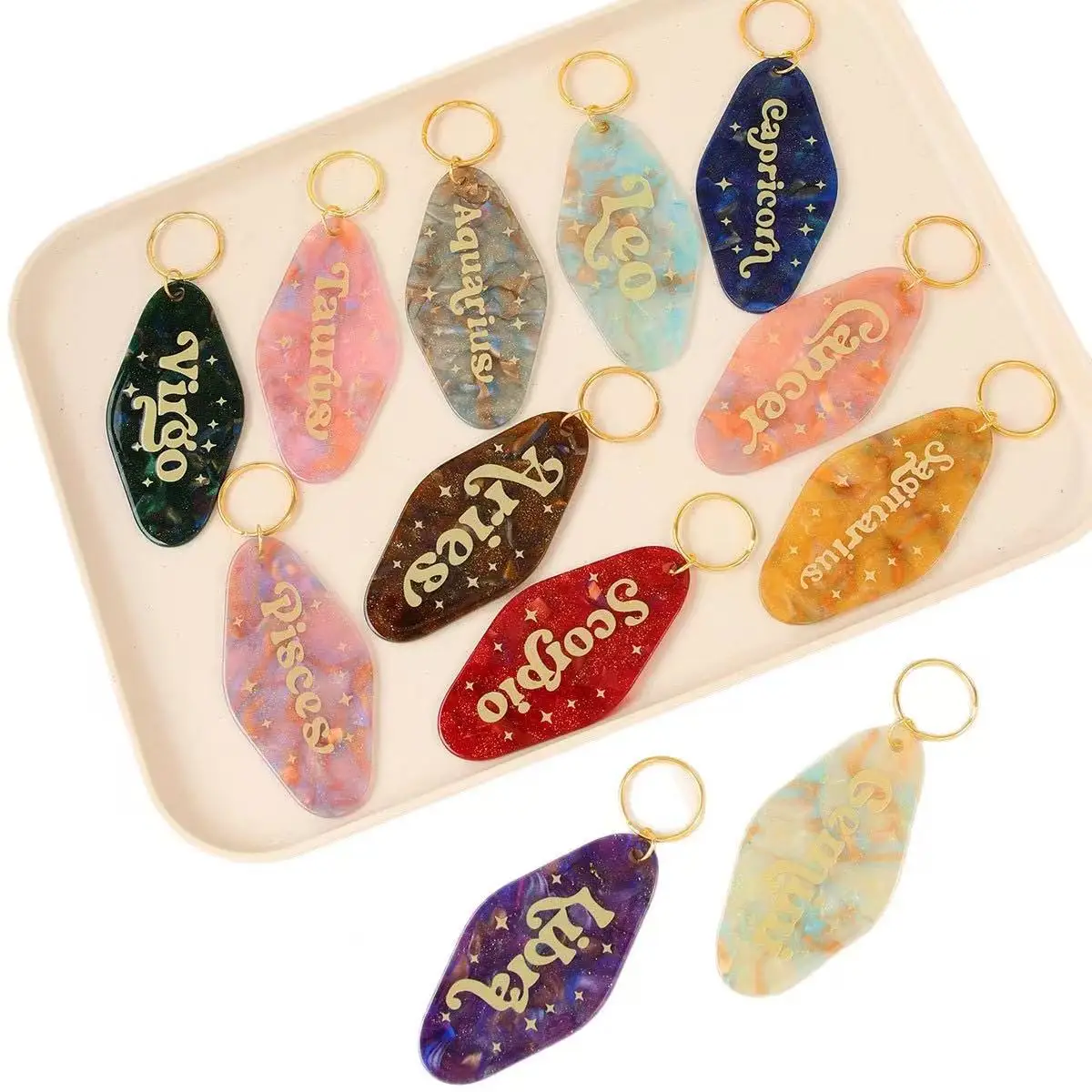 20 قطعة/الوحدة عبر الحدود الساخن DIY كوكبة فلاش الوردي الاكريليك بطاقة الماس قلادة مفتاح سلسلة حقيبة قلادة #2