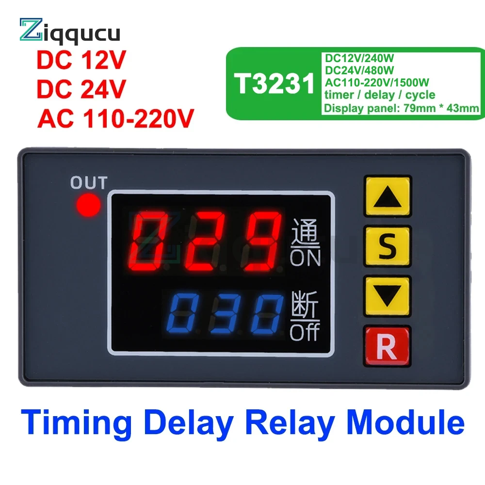 T3231 DC12V 24V AC220V Digital Time Delay Relay Programmable Time Control Controller Digital Delay Relay Switch