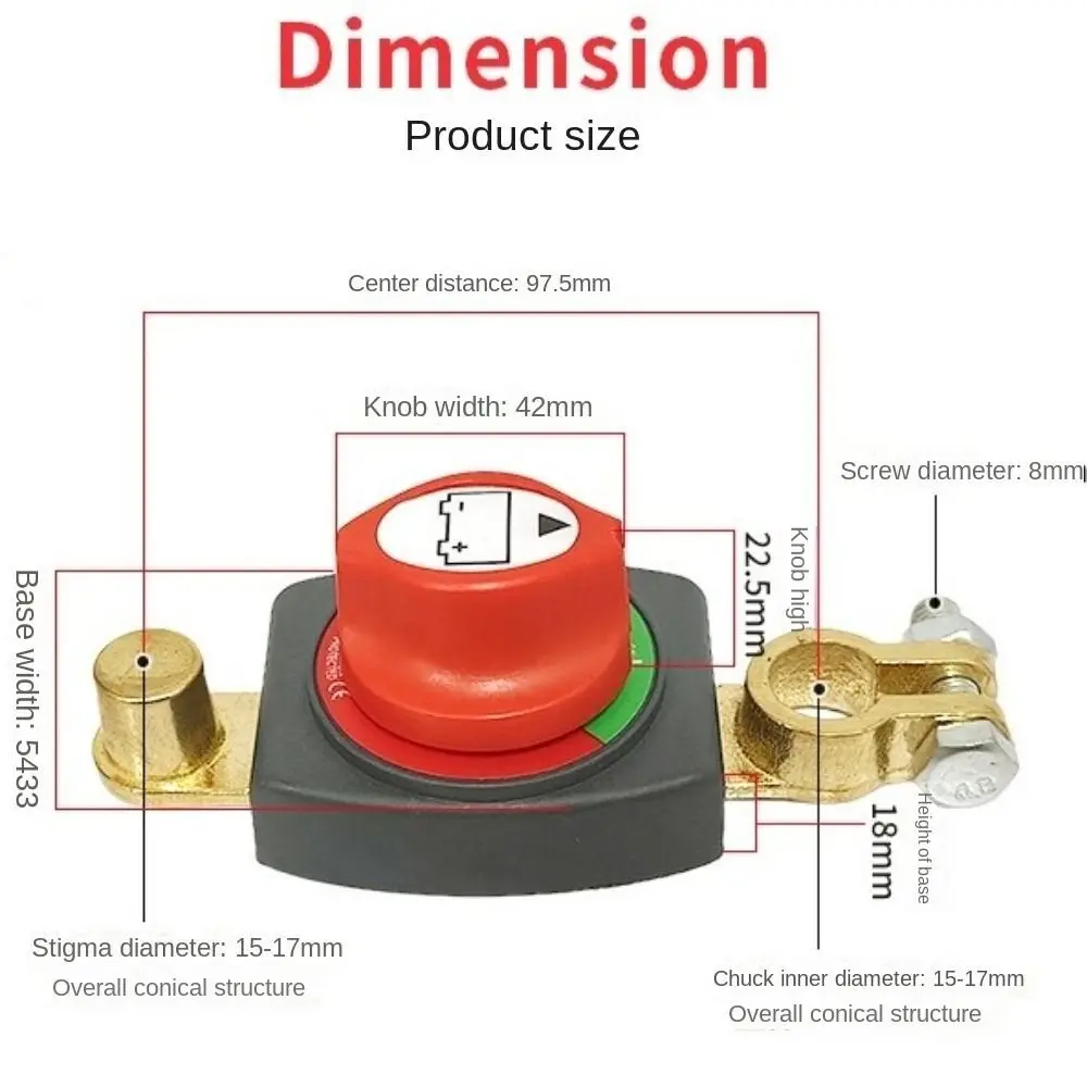 Interruptor de desconexión de batería de 12-48V, aislador Maestro de corte de energía negativo para coches/Rvs/barcos