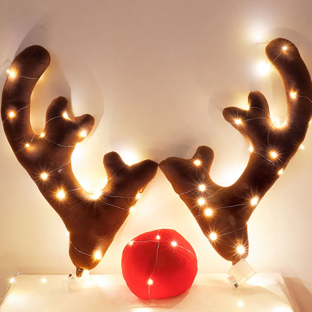 DIY LED Glowing Antlers Christmas Car Decoration Decor Car Truck Costume Reindeer Deer Antlers for Truck SUV Elk Vehicle Decor