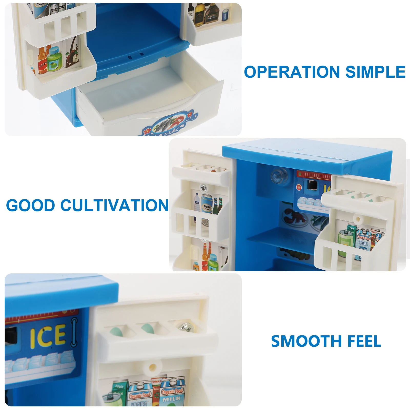 Mini refrigerador de juguete para niños, juguete de cocina simulado, desarrollo cognitivo divertido, superficie lisa, tamaño Mini de plástico