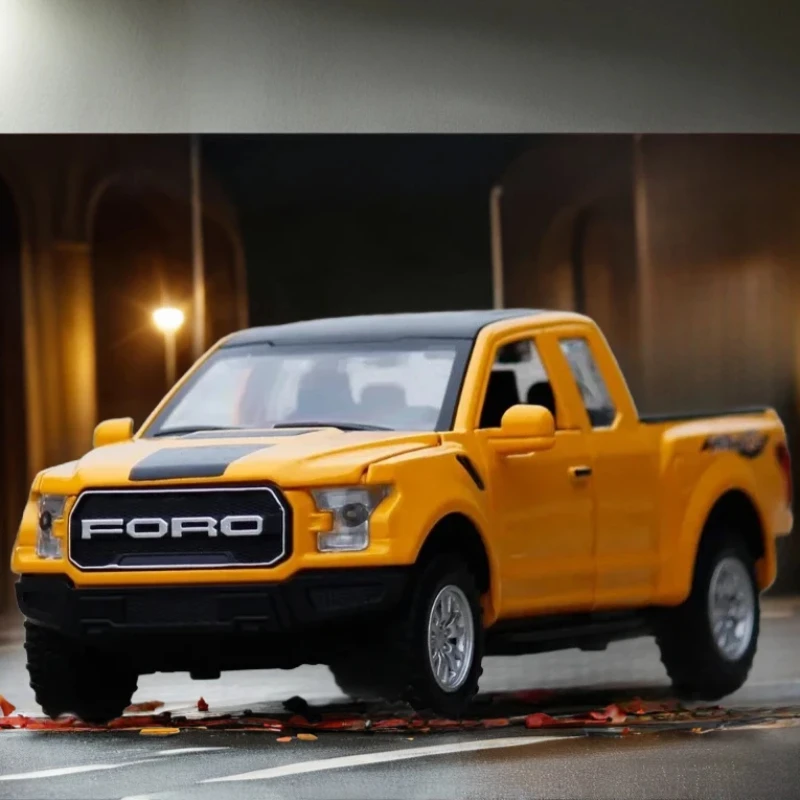 1:32 Ford Raptor F150 Pickup pojazd terenowy Diecast Metal Alloy Model samochodu Dźwięk Światło Wycofać Kolekcja Zabawki dla dzieci Prezenty A188