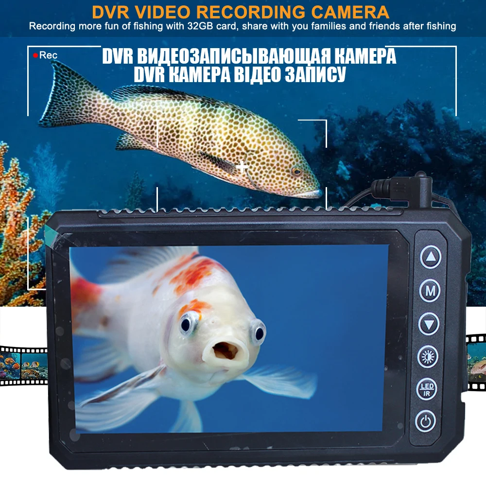 Mutil Lanuage 4.5Inch IPS 720P 32GB DVR Recorder Fish Finder Underwater Video Camera Ice Fish camera with two led style