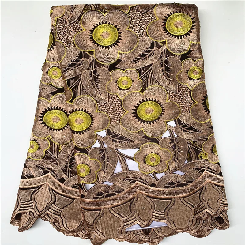 

5 yard high quality Dry lace fabric heavy beaded Embroidery African 100% cotton Swiss voile lace popular Dubai style PSJF11702