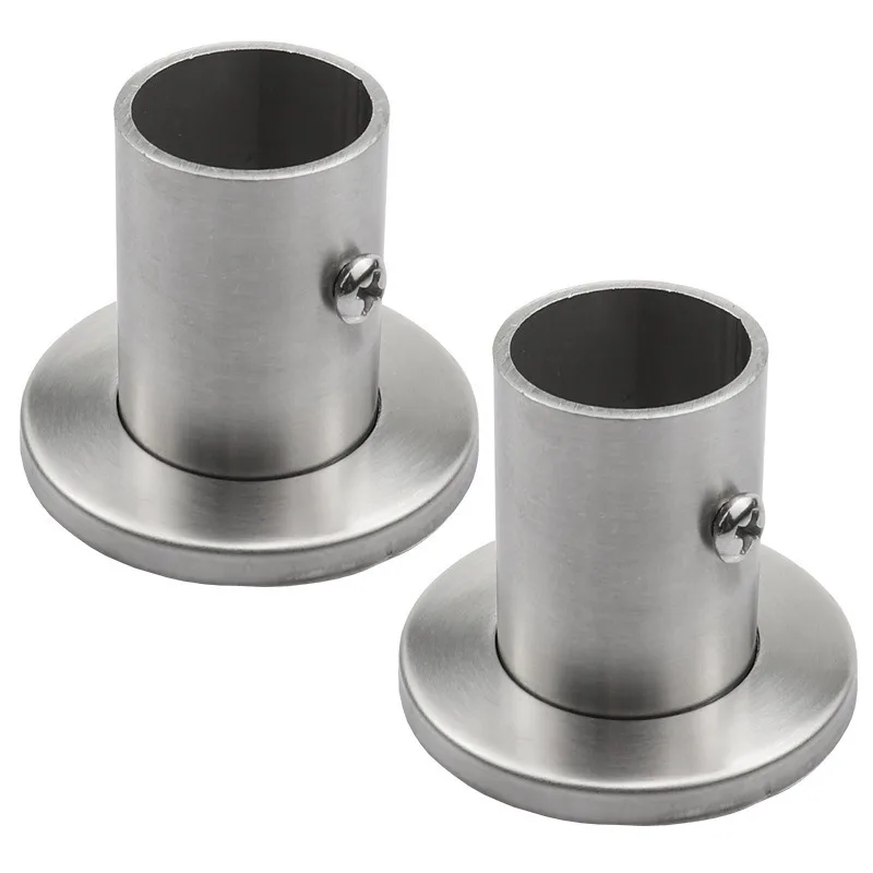 Stainless Steel Round Tube Flange Base, High Foot Handrail Bracket 19mm 22mm 25mm 32mm Wardrobe Curtain Towel Rod Holder Buckle
