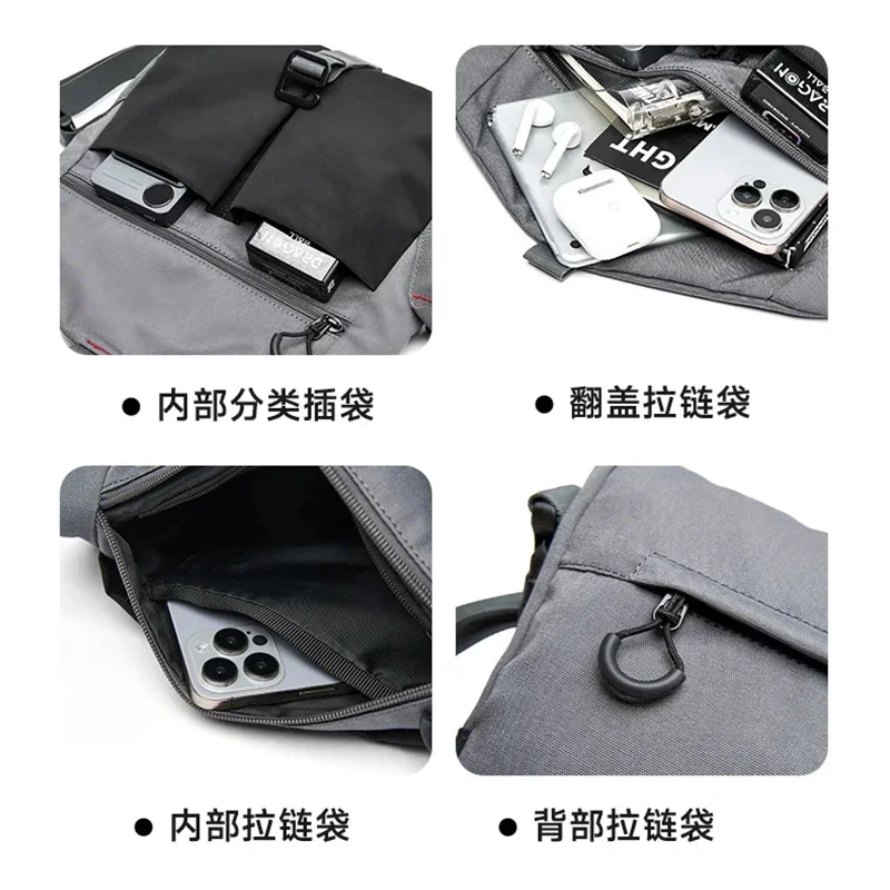 MOYYI Flap Messenger Men, Waterproof Crossbody Fit 7.9 inch iPad, Casual Lightweight Shoulder Bag for Traveling