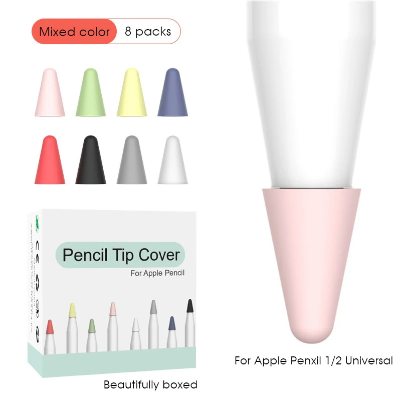 

8pcs Silicone Mute Nib Cover For Apple Pencil 1 2 Generation Replacement Tip Case For iPad Pencil 2 Touchscreen Stylus Pen Cover