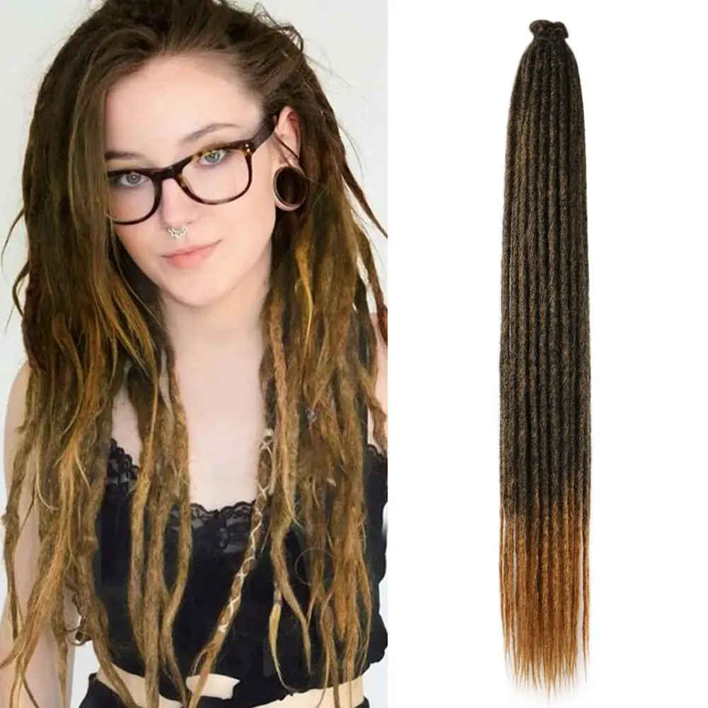 36 Inch 5 Strands/Package 0.6cm Loc Extensions for Women Men Black/Honey Blonde Color Single End Synthetic Handmade Dreadlocks