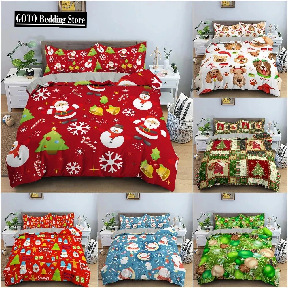 

Santa Claus Snowman Duvet Cover Set 3D Print Christmas Bedding Set Luxury Cozy Quilt Cover With Pillowcase King Twin Bedclothes