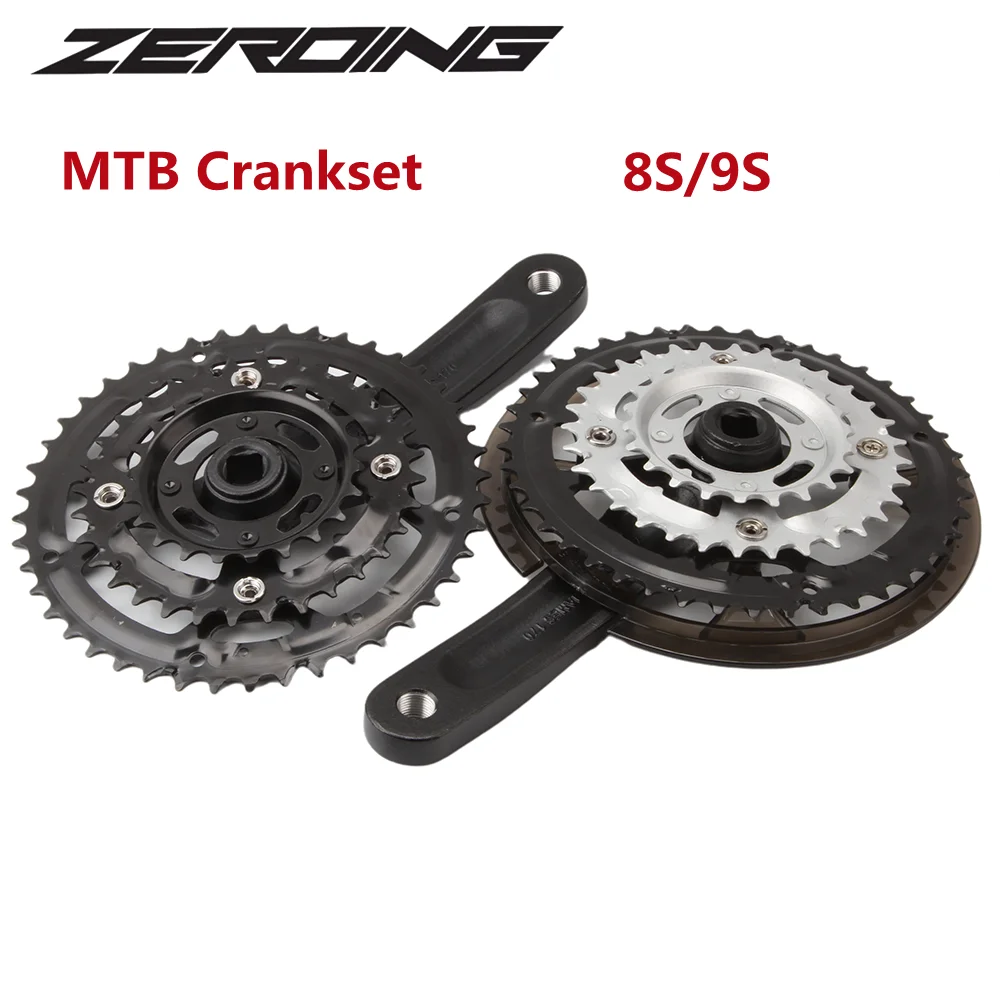 ZEROING Mountain Bike Crankset 170mm Hollow Integrate Sprocket 22-32-42T Plate 3 Gear 8/9S Bicycle Crank  Chainwheel Accessories