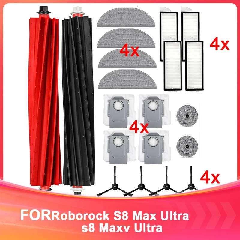 2025 New Replacement Parts For Roborock S8 Max Ultra / S8 Maxv Ultra Vacuum Cleaner Accessories Kit HEPA Filters Dust Bags