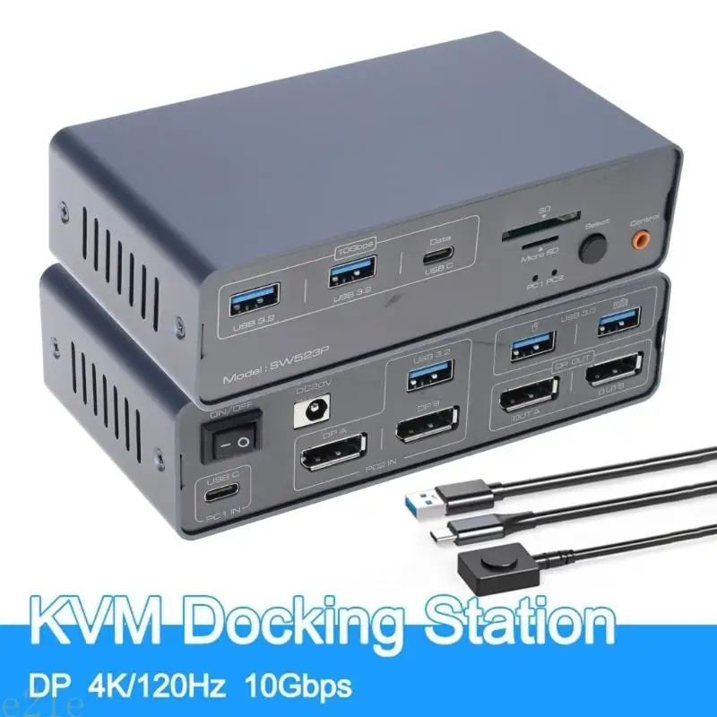 

E21E Док-станция с двойным монитором, KVM-переключатель, док-станция для ноутбука, мышь с общим ключом