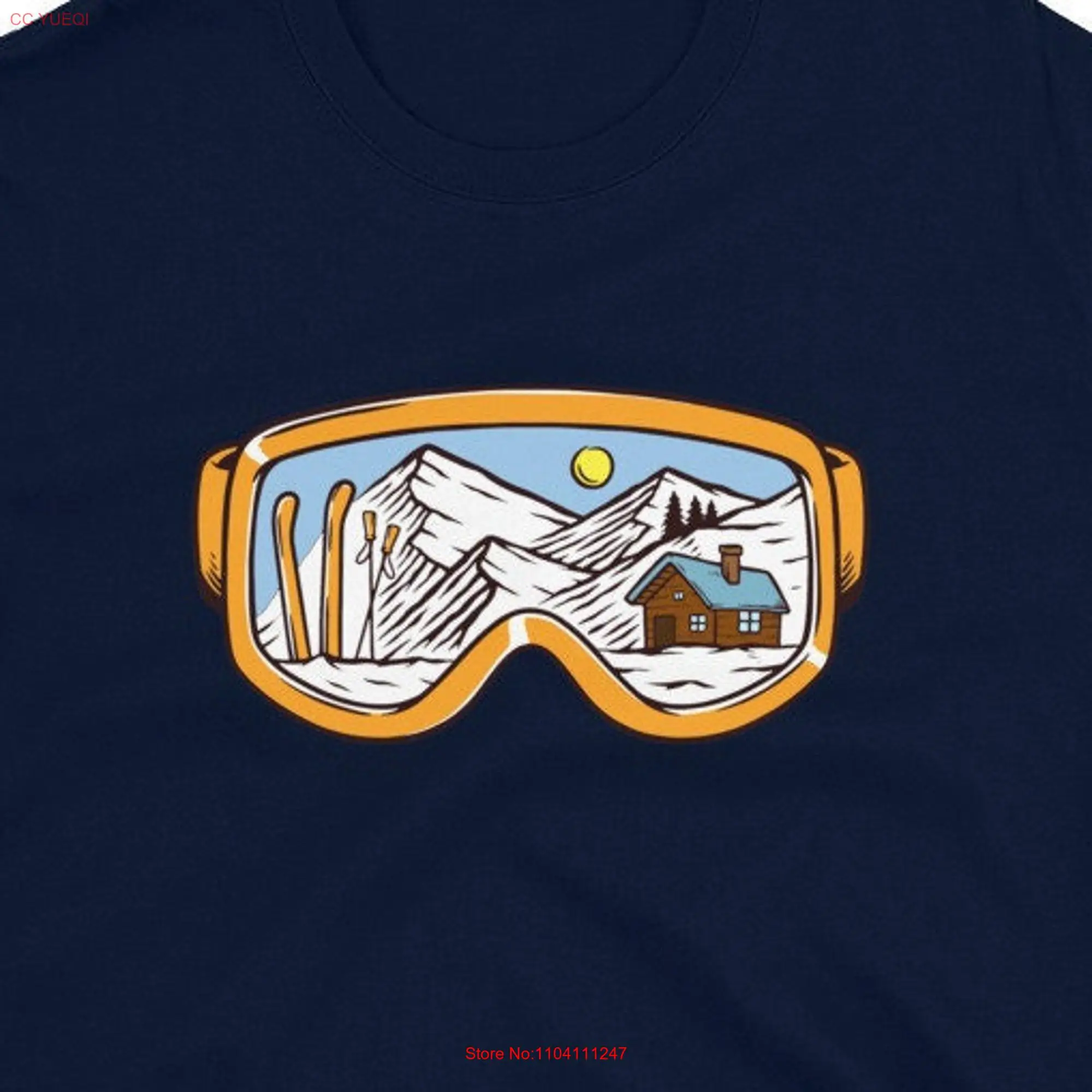 Ski T Shirt Skier for Trip Winter Sports Christmas Goggles long or short sleeves