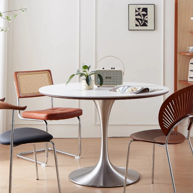 Tulip Round Hole Stone Slab Dining Table Modern Simple Medieval Style Round Dining Table Mesas Comedor Restaurant Furniture