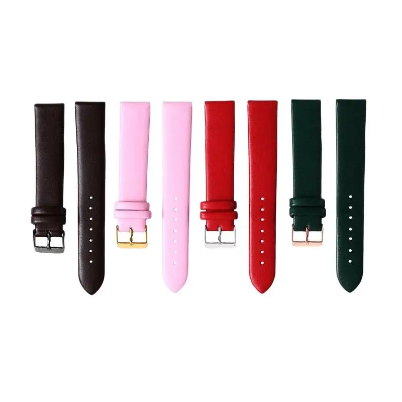 （flash sale）Watchband 8mm 10mm 12mm 14mm 16mm 18mm 20mm 22mm 24mm Soft Watch strap Handmade leather with Rose gold  black buckle