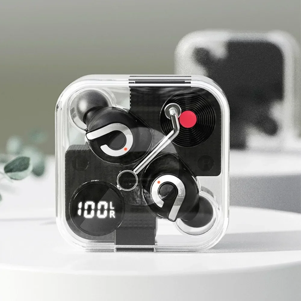 

New transparent Bluetooth headset digital display noise reduction headset wireless Bluetooth headset recorder creative
