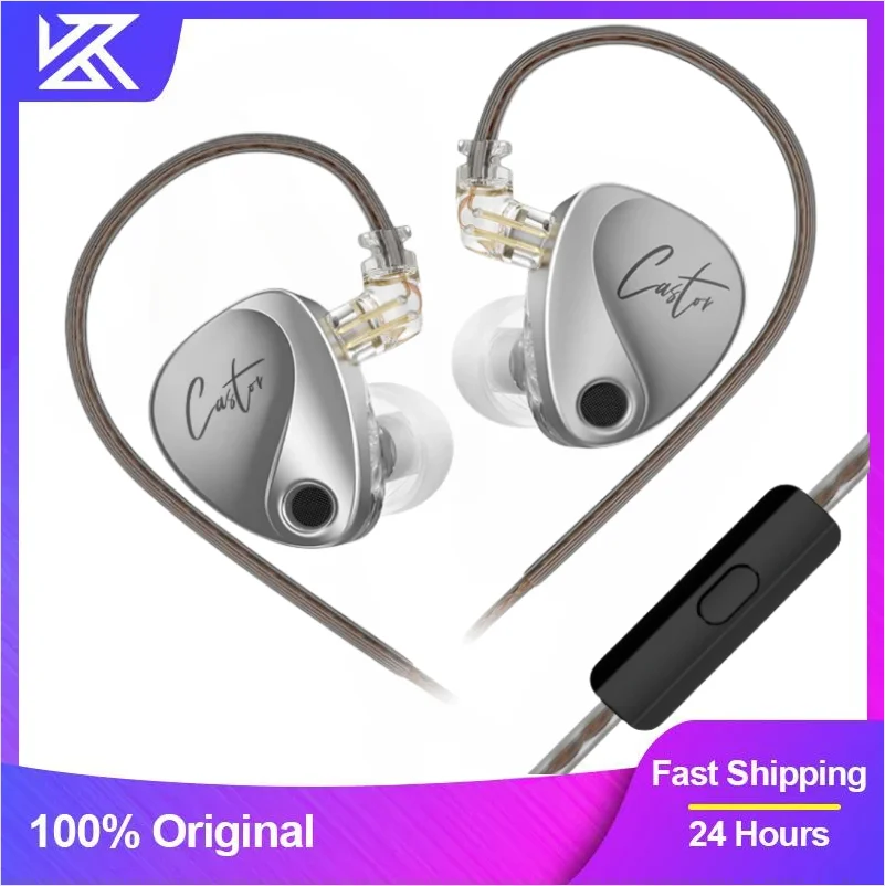 KZ Castor IEM in Ear Earphones Dual-Dynamic Driver Tuning Noise Isolating HiFi Wired Headphones With 2Pin Detachable Cable