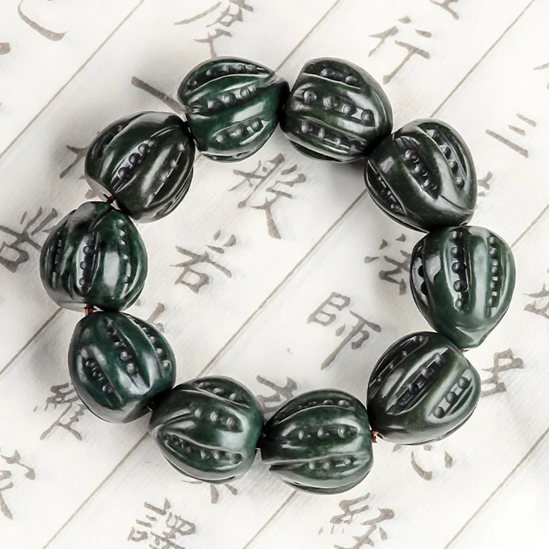 

Natural Hetian darkwalnuts Jade hand toy beads fashion high-end men's bracelet