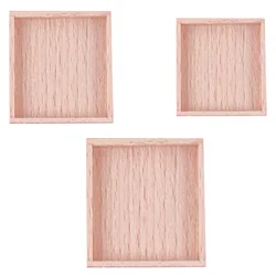 Bandeja de comida de 3 uds., Mini bandejas de madera para servir palés, almacenamiento en miniatura 1/12 05X45X53CM, accesorios de cocina, casa de madera