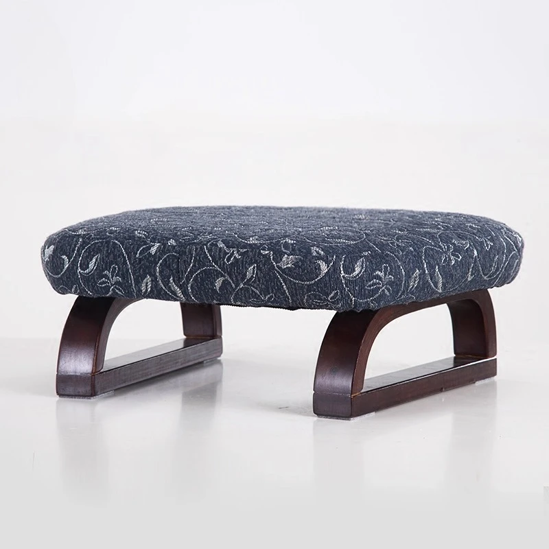 

Japanese Round Entry Stool, Solid Wood Entryway Shoe Bench, Fabric Creative Small Chair, Living Room Coffee Table Stool