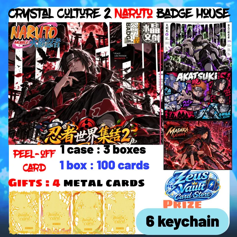 Wholesale 2026 Newest Crystal Culture 2 Naruto Badge House Peel-off Car Sakura Hinata Hobby CCG Trendy Party Toys Birthday Gift