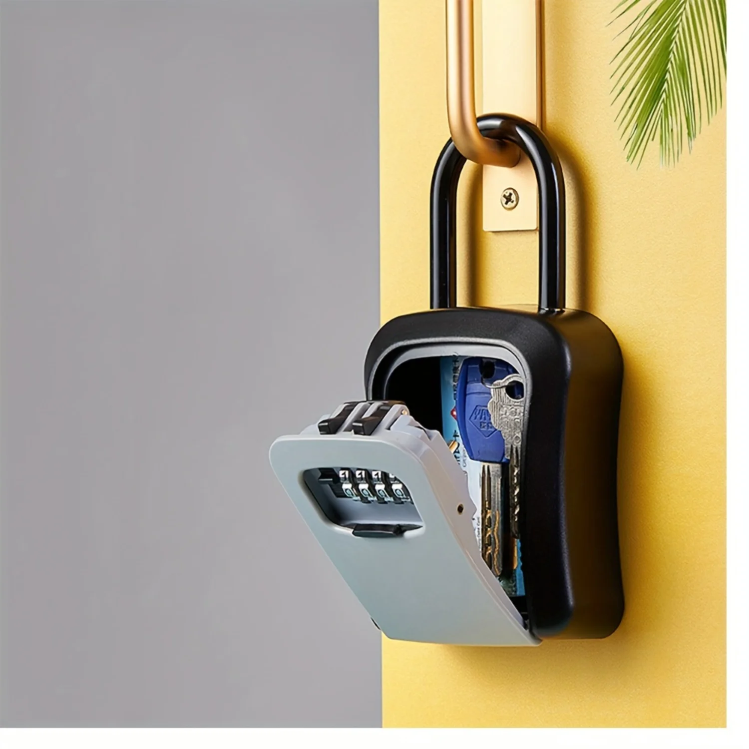 1pc Portable Key Lock Box with 4-Digit Combination, Wall Mount, Weather-Resistant – Secure Outdoor Storage for House Keys, Rea