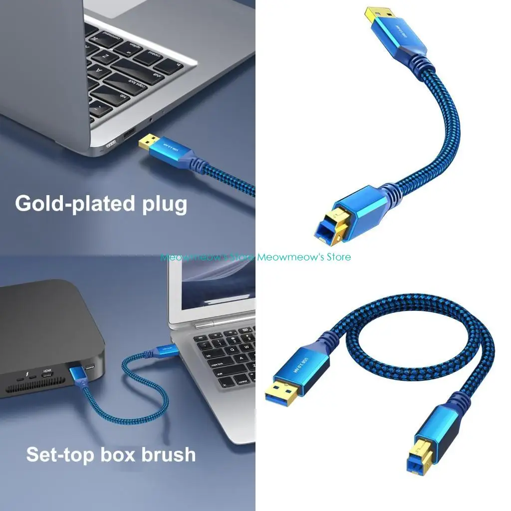 W91A Fast Transfer USB3.0 to USB B Charging Cable for Printer Scanner Wear Resistant