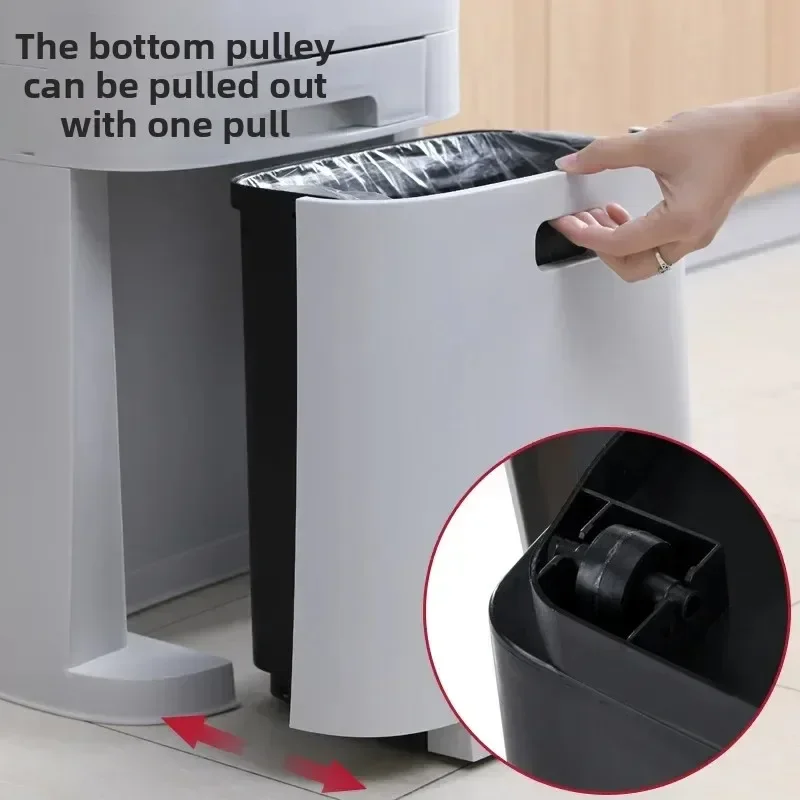 

Extra Large Slim Covered Kitchen Waste Sorting Bin 2-Layer Bin for Home Garbage Collection