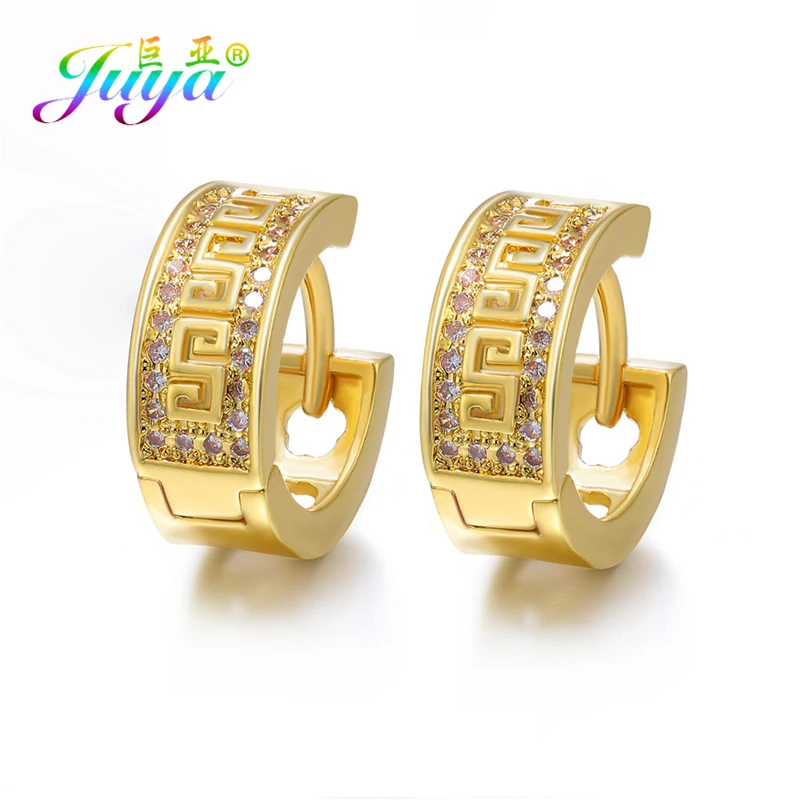 Juya Handgemachte Micro Pflastern Zirkon Gold/Silber Farbe Luxus Hoop Ohrringe Für Frauen Braut Abend Party Schmuck Großhandel – Detail 1