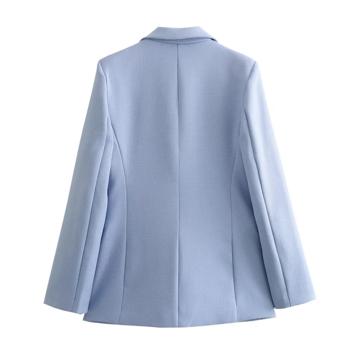 Tangada 2024 Women Blue Elegant Blazer Jacket Buttons Long Sleeve Ladies Suit QD0121