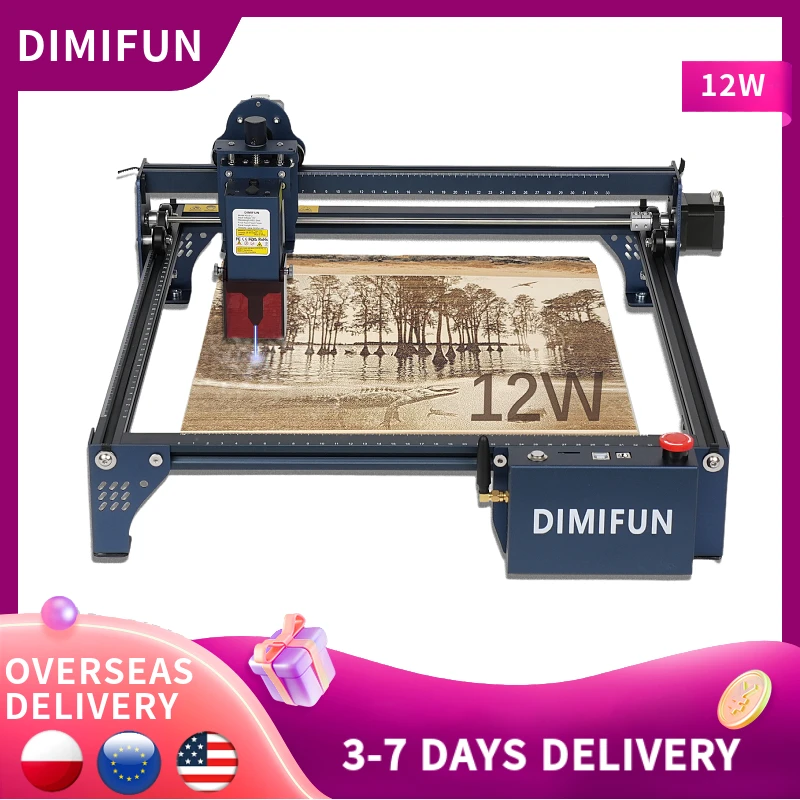 Máquina de grabado láser DIMIFUN DM6 B12 60W aplicación GRBL Control sin conexión 445 ± 5nm máquina de corte CNC azul máquina de grabado de madera