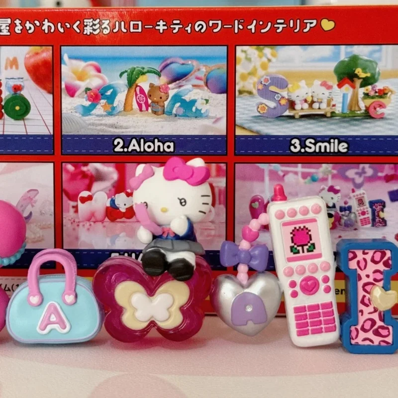 

Authentic Alphabet Shaped Mini Scene Hellokitty Micro Mini Kawaii Model Decorative Ornament Collectible Figurine Home Desktop