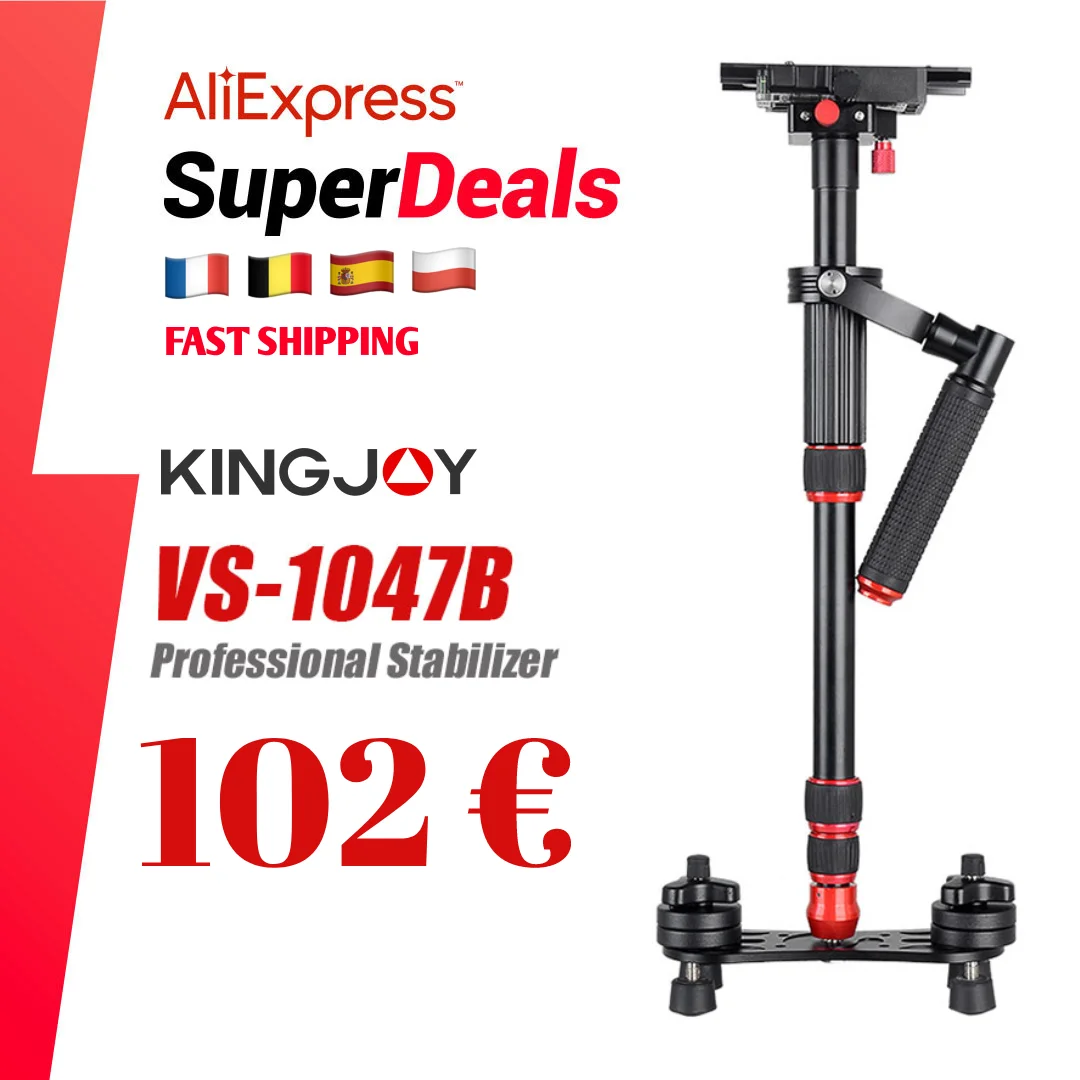 Стабилизатор KONGJOY VS1047B, Ручной Стабилизатор из алюминиевого сплава 124 см для DSLR-камер Canon, Nikon, Sony
