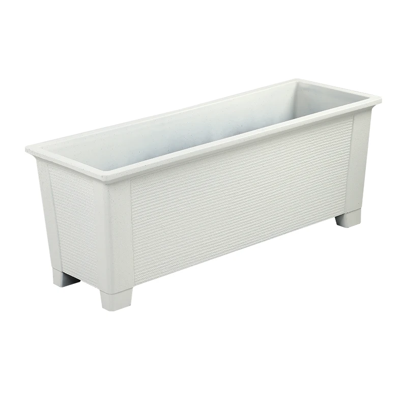 Wholesale Large Rectangular Pots for Plants 120 Cm Stone Textured Block Through Planter 47.24 Inch Stackable Plastic Flower Pot