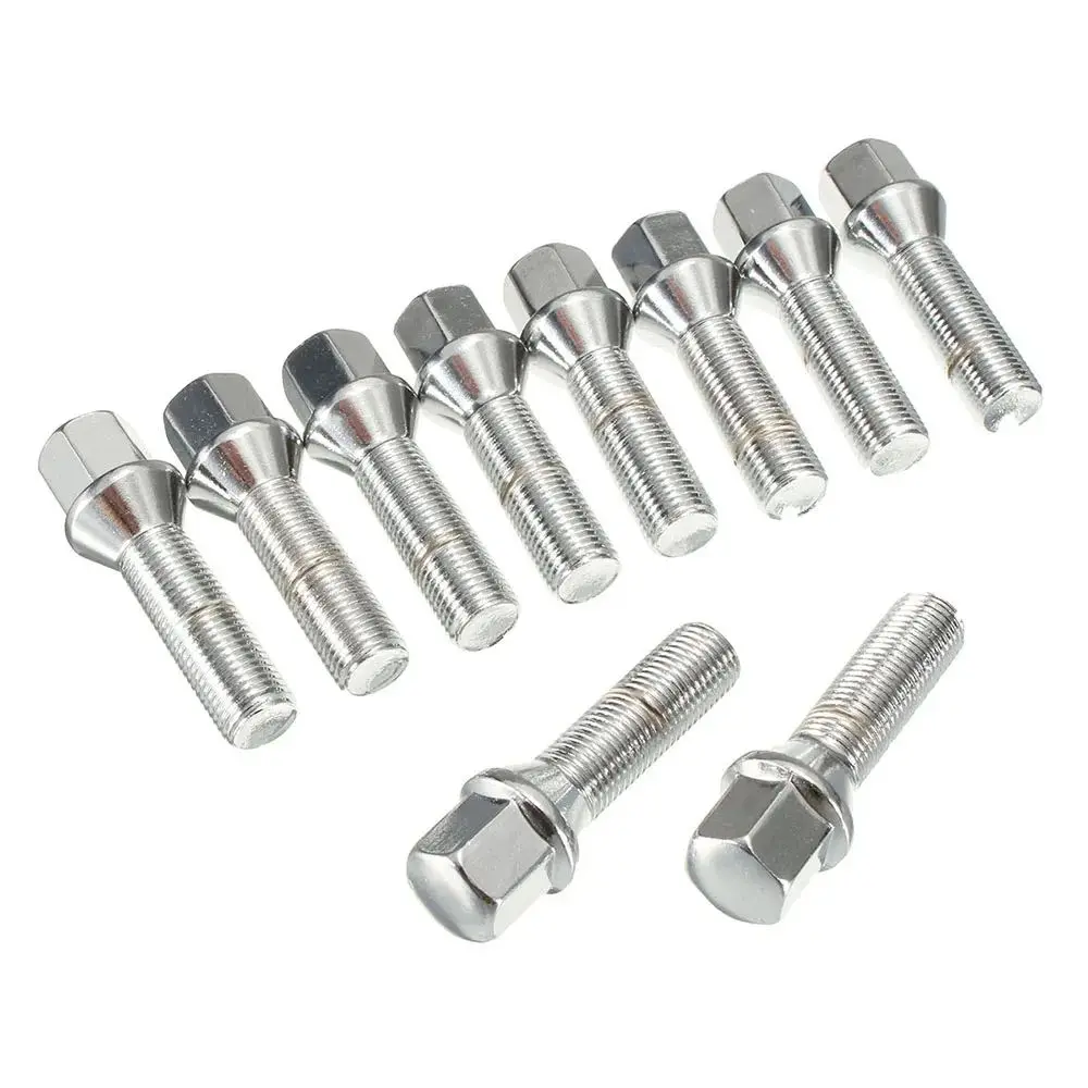 10PCS Nuts Suit For BMW x1x3x5x6x73series 28/35/40/45/50mm Lengthen Steel Wheel Bolts M14 x 1.5 M12*1.5 M14*1.25 M12*1.25