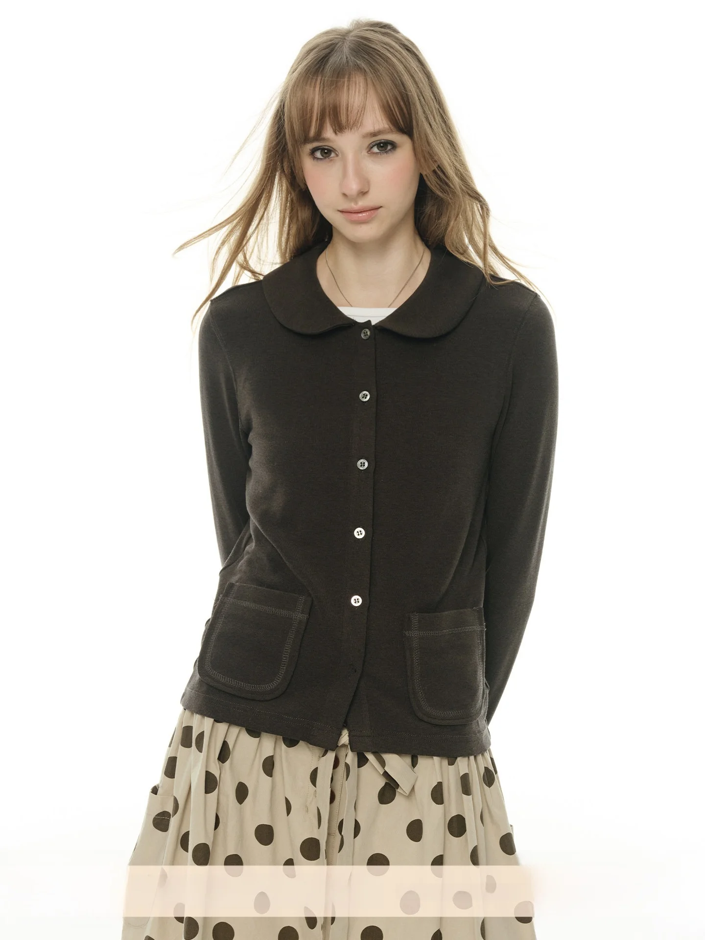 

UNRETRO Новый женский вязаный кардиган с воротником-стойкой в стиле ретро, однотонный, мягкий, омолаживающий, с длинными рукавами, элегантный топ-пальто