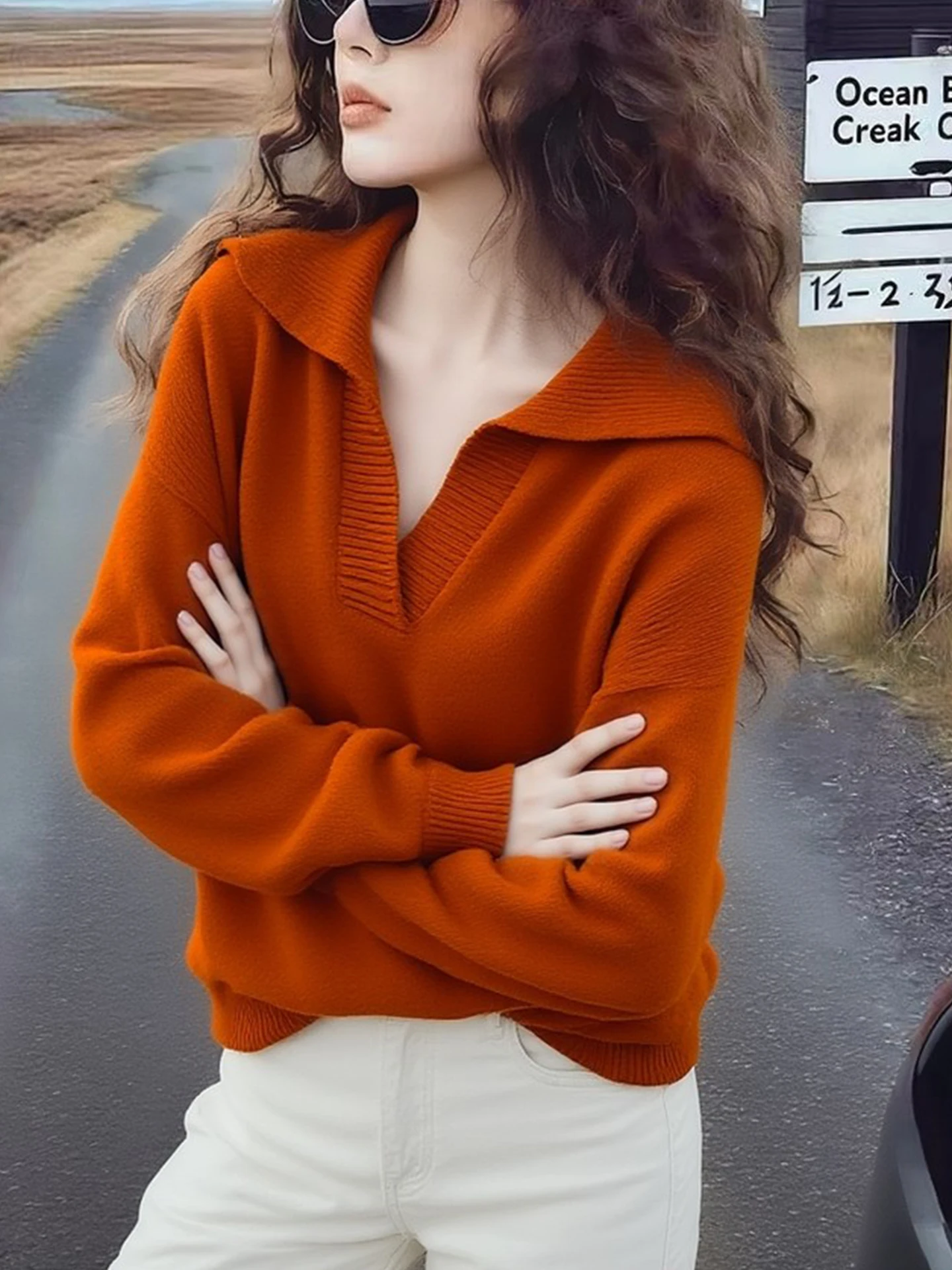 Chique preguiçoso sle thiened longo sve pulôver camisola branco melhorando solto ajuste coreano faion inverno entrada de malha topo