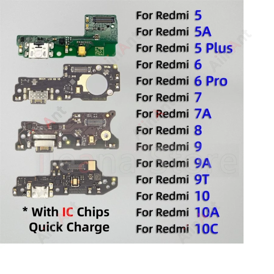 Dock USB Sub Charger Connector Mic Board Charging Port Flex Cable For Xiaomi Redmi 5 6 7 8 9 10 13 5A 6A 7A 8A 9A 10A Pro 5G 4G