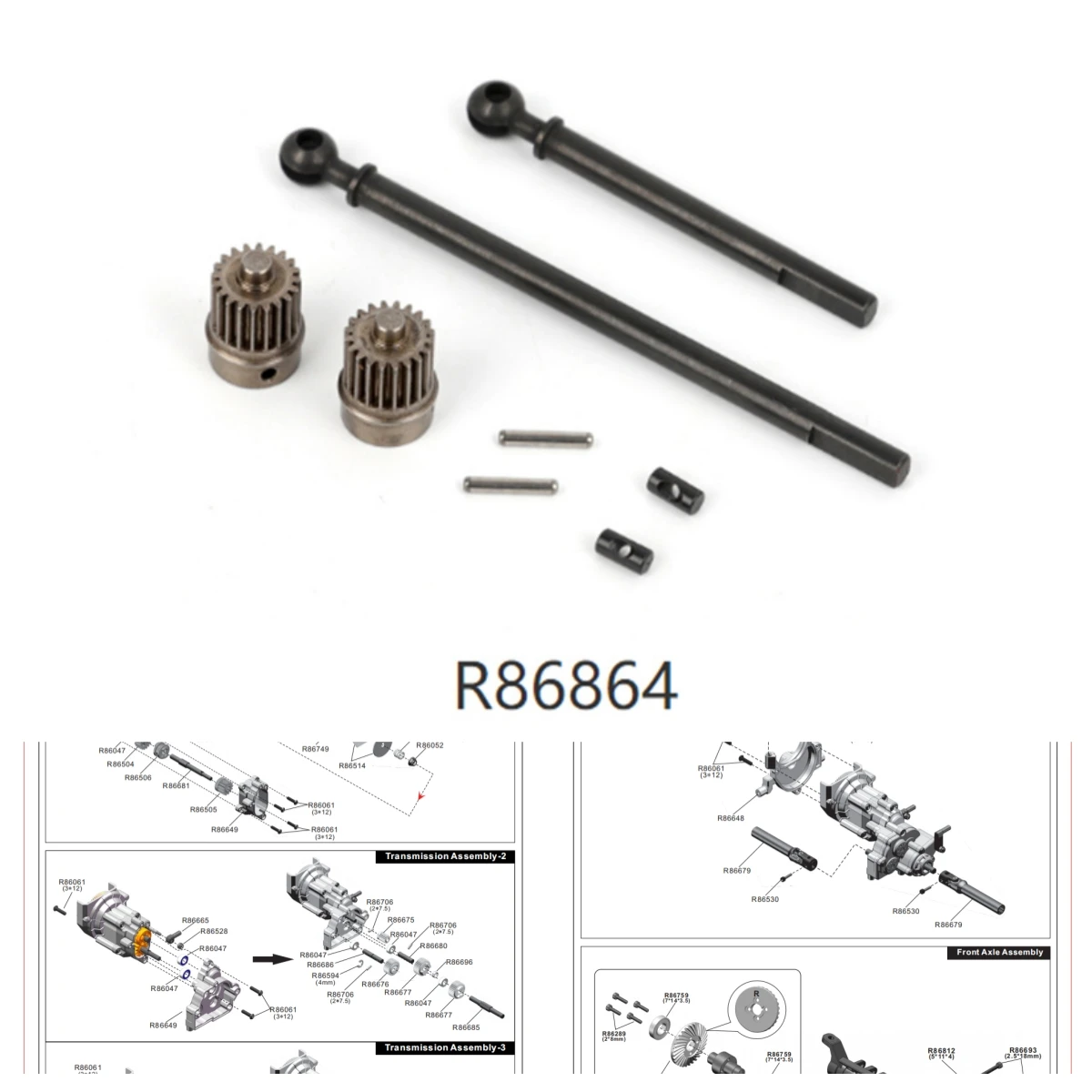 RGT Accessories R86864 CVD Drive shaft +Gear(20T) for EX86170PRO Challenger 1/10 2,4 GHz  4WD modelo car