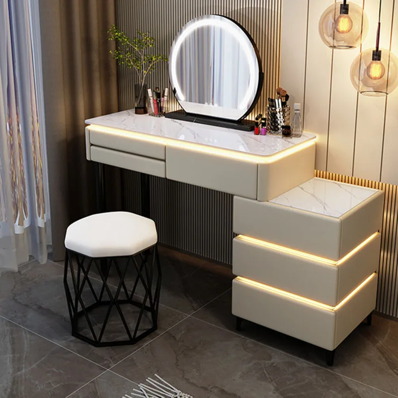 Coffee Desk Vanity Chair Bedroom Storage Luxury Small Dressing Table White Cosmetic Penteadeira Para Quarto Home Furniture