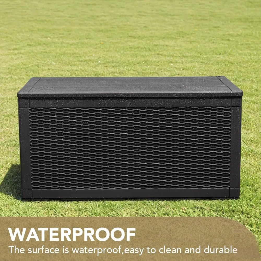 

100 Gallon Waterproof Resin Deck Box – Large Lockable Storage Container for Patio Cushions, Garden Tools | Indoor & Outdoor Use
