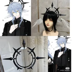 Game Honkai Star Rail Black Sunday Robin Cosplay Prop Black Halo White Wing Headdress Halloween Carnival Role Play Party Outfits