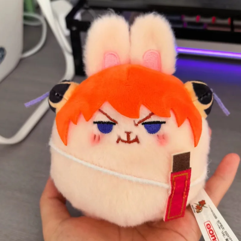 Anime Gintama Kagura Sakata Gintoki 10Cm Chubby Round Shape Stress Relief Plush Squish Pendant Couple Backpack Hanging Doll Gift