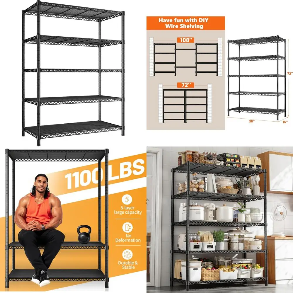 

Сверхмощные регулируемые металлические полки для хранения — 72, высокая гаражная полка для тяжелых условий эксплуатации