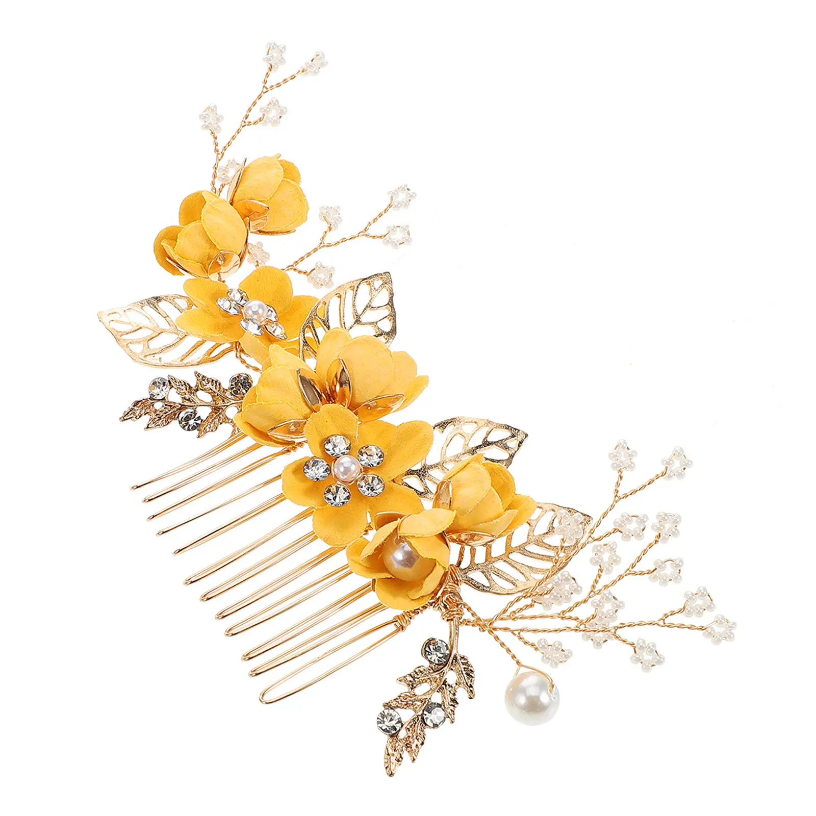 Bridal Floral Hair Comb Sturdy Rhinestone Flower Wedding Hair Accessories Bride Headpiece for Bridesmaids Prom Anniversary