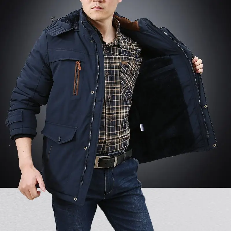 Tactical Military Fleece Bomber Jacket Winter Large Men Clothing Windbreaker Hooded Waterproof Outdoor Trench Coat Pocket Zipper